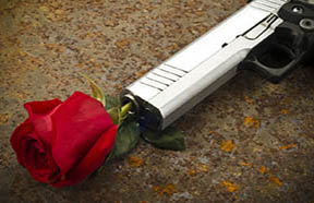 gun with a rose